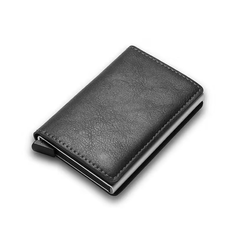 Black leather wallet on a white background