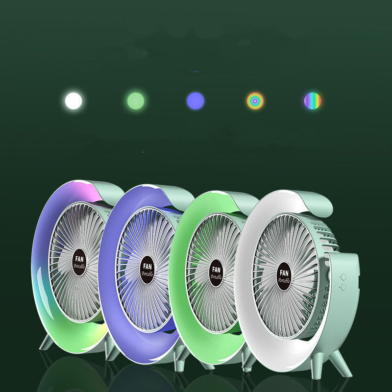 Portable fan with LED lights