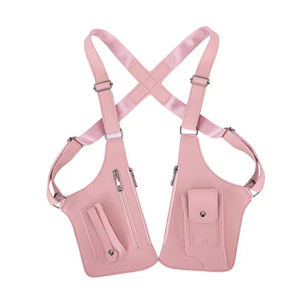 Pink Double Shoulder Armpit Bag For Men, Tactical Crossbody Vest Bag for Travel, Streetwear & Everyday Carry, 8 Colors