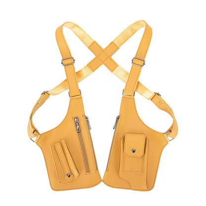 Yellow Double Shoulder Armpit Bag For Men, Tactical Crossbody Vest Bag for Travel, Streetwear & Everyday Carry, 8 Colors