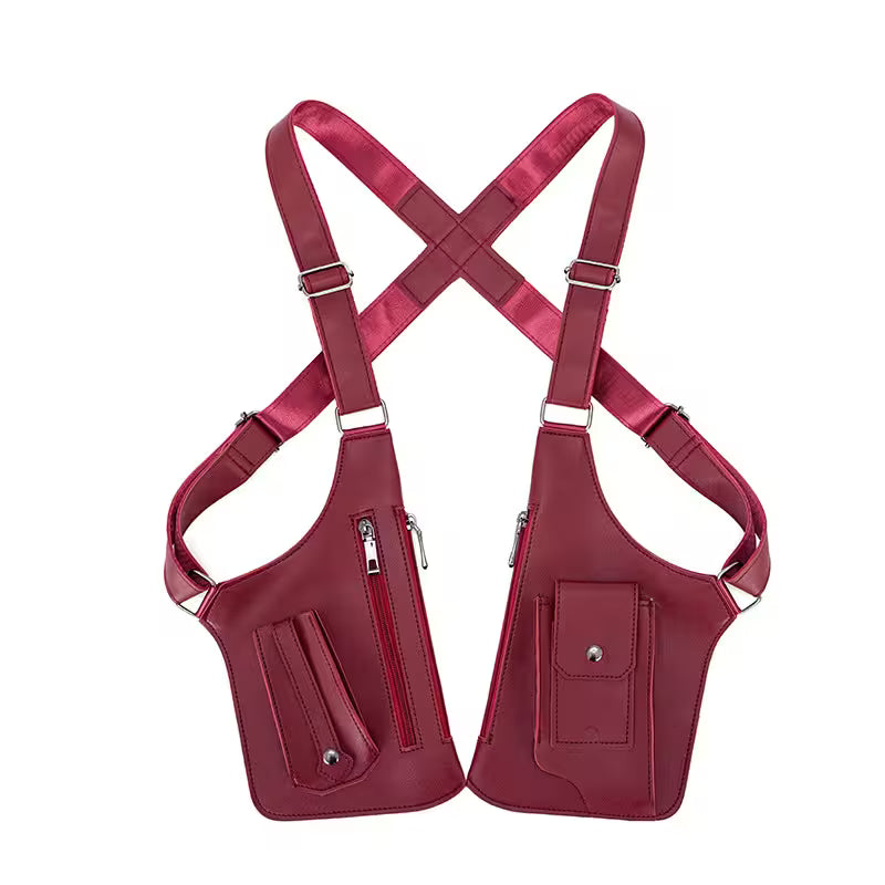 Wine Red Double Shoulder Armpit Bag For Men, Tactical Crossbody Vest Bag for Travel, Streetwear & Everyday Carry, 8 Colors