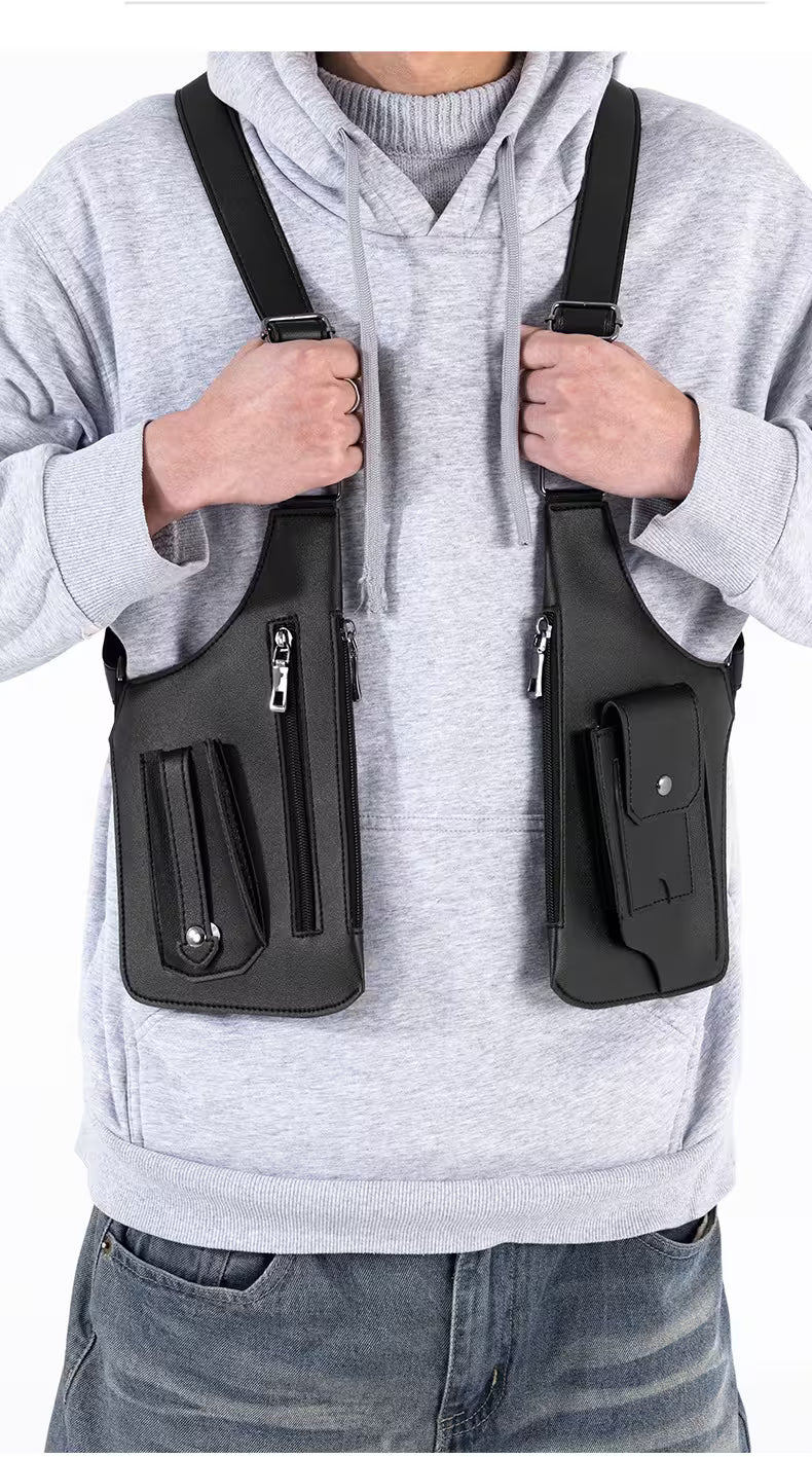 Double Shoulder Armpit Bag For Men, Tactical Crossbody Vest Bag for Travel, Streetwear & Everyday Carry, 8 Colors