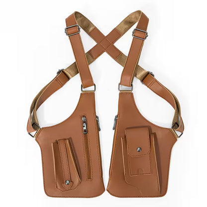 Light Brown Double Shoulder Armpit Bag For Men, Tactical Crossbody Vest Bag for Travel, Streetwear & Everyday Carry, 8 Colors