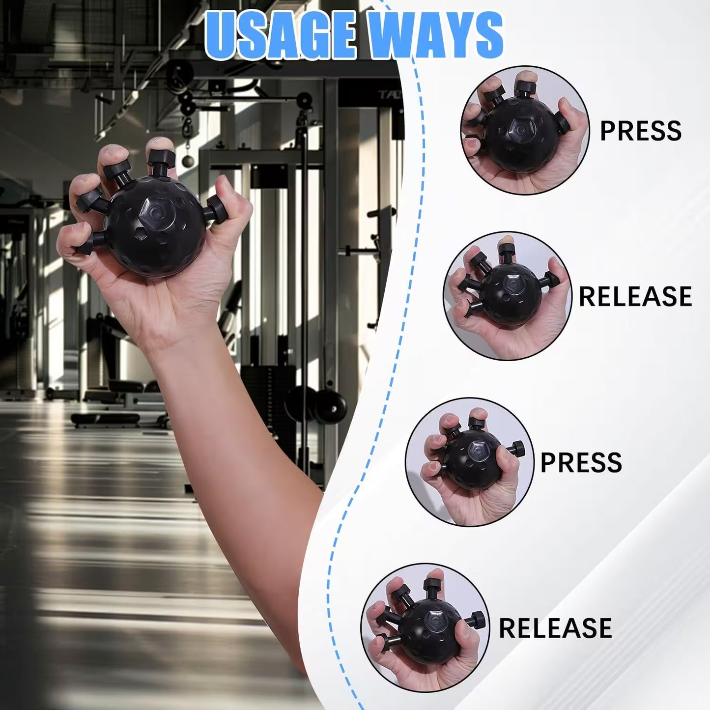 Eagle Claw Finger Strengthener Grip Ball – Silicone Hand Exerciser for Grip Strength, Stress Relief & Finger Rehab | Gym, Gaming & Office