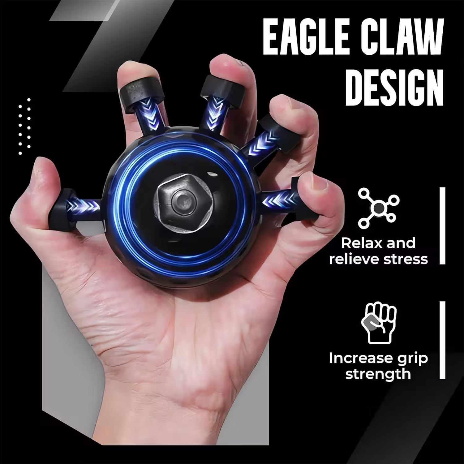 Eagle Claw Finger Strengthener Grip Ball – Silicone Hand Exerciser for Grip Strength, Stress Relief & Finger Rehab | Gym, Gaming & Office