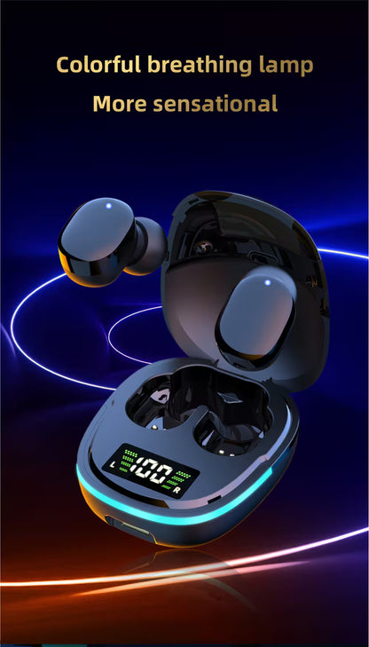 Colorful breathing lamp with digital display on a dark background