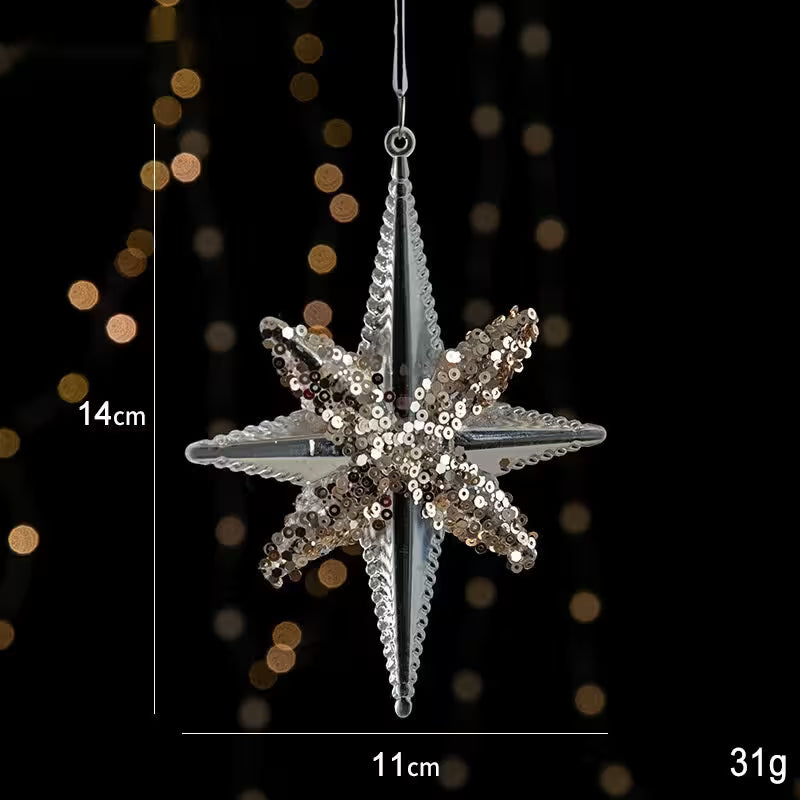 Decorative star ornament with measurements on a dark background