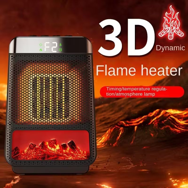 3D Dynamic Flame heater with flame effect on a dark background