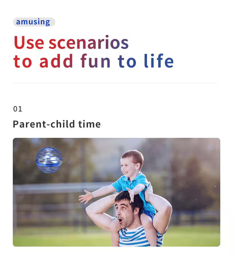 Man and child playing with a ball, text about using scenarios to add fun to life