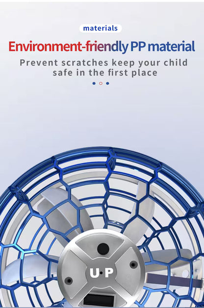 Product with blue and silver design on a light gray background, featuring text about environment-friendly PP material.