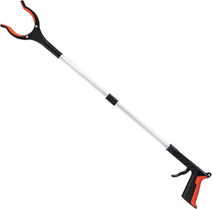 Retractable pole with black and red handles on a white background