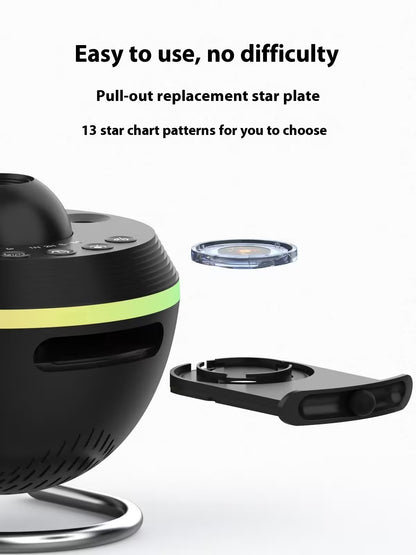 Black and green device with a pull-out replacement star plate on a white background