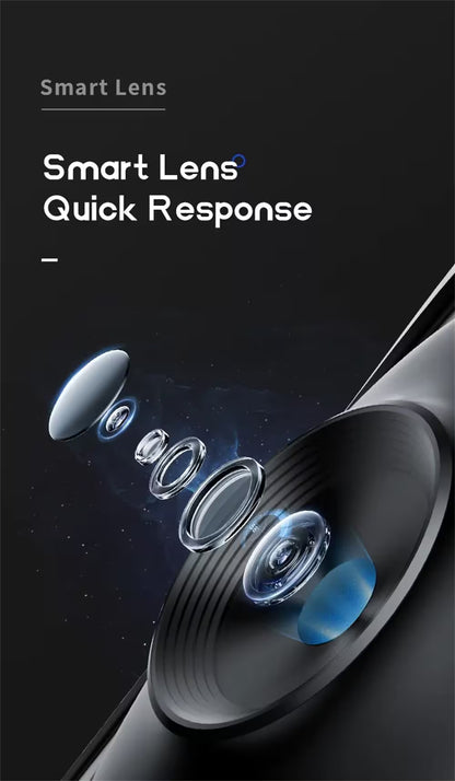 Smart lens with quick response text on a dark background