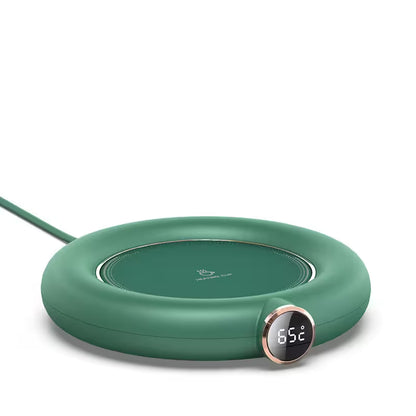 Green electronic device with digital display on a white background