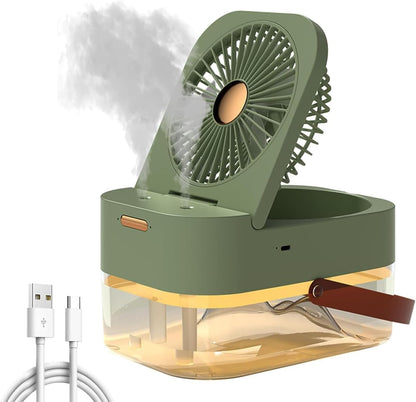Green portable fan with mist