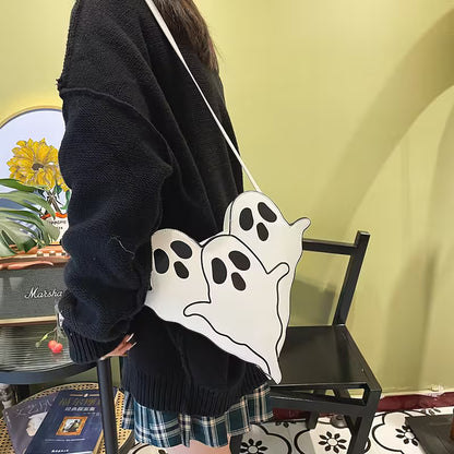 Halloween Shoulder Bag | Funny 3D Cartoon Ghost Purses in Black, White or Neon Yellow for Spooky Outfits
