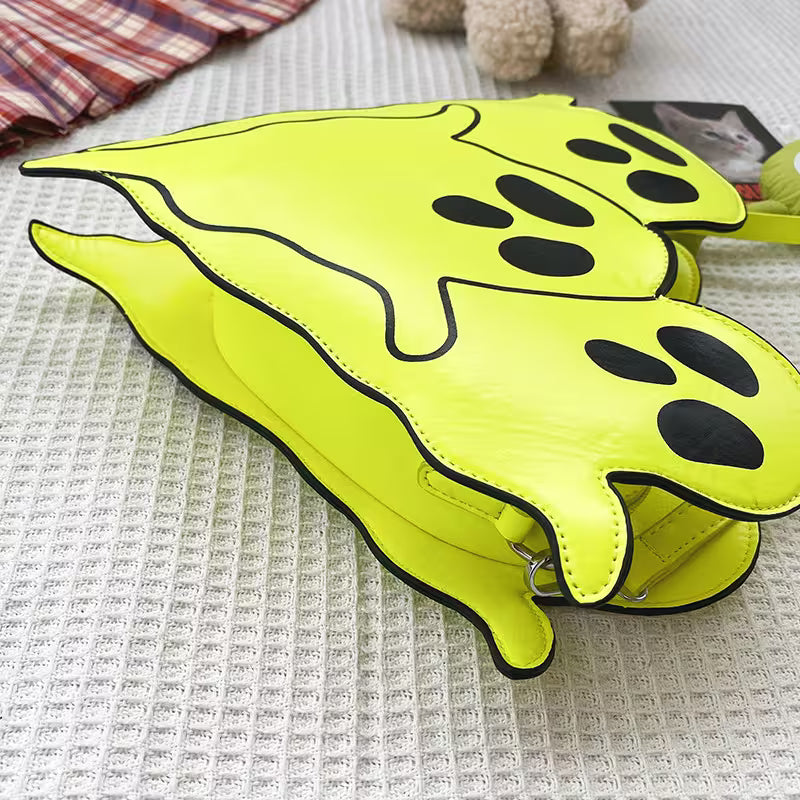 Halloween Shoulder Bag | Funny 3D Cartoon Ghost Purses in Black, White or Neon Yellow for Spooky Outfits