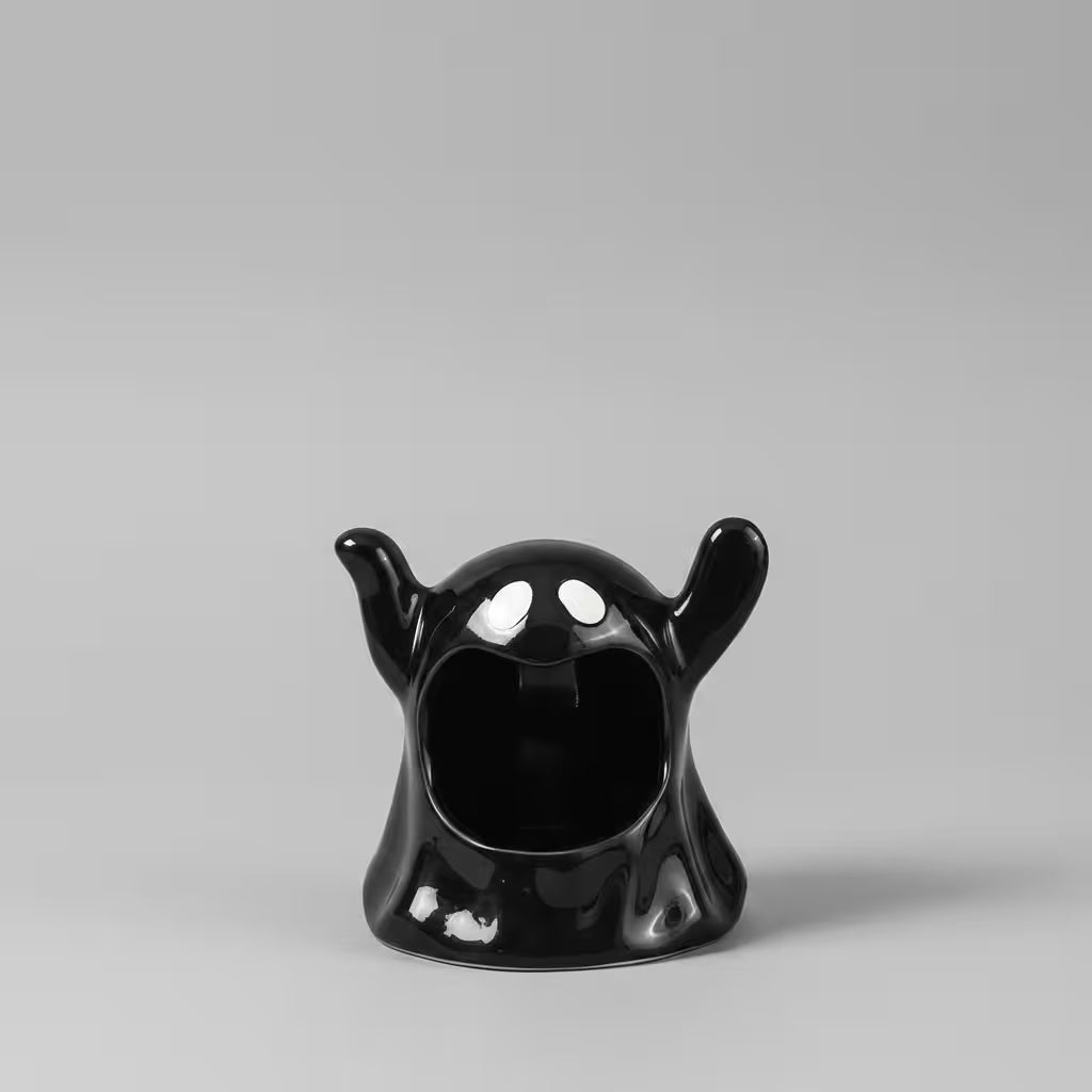 Halloween Candle Holder – Ceramic Tealight, Amber Glow, Table Mantel & Shelf Halloween Décor