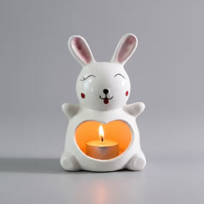 Halloween Candle Holder – Ceramic Tealight, Amber Glow, Table Mantel & Shelf Halloween Décor