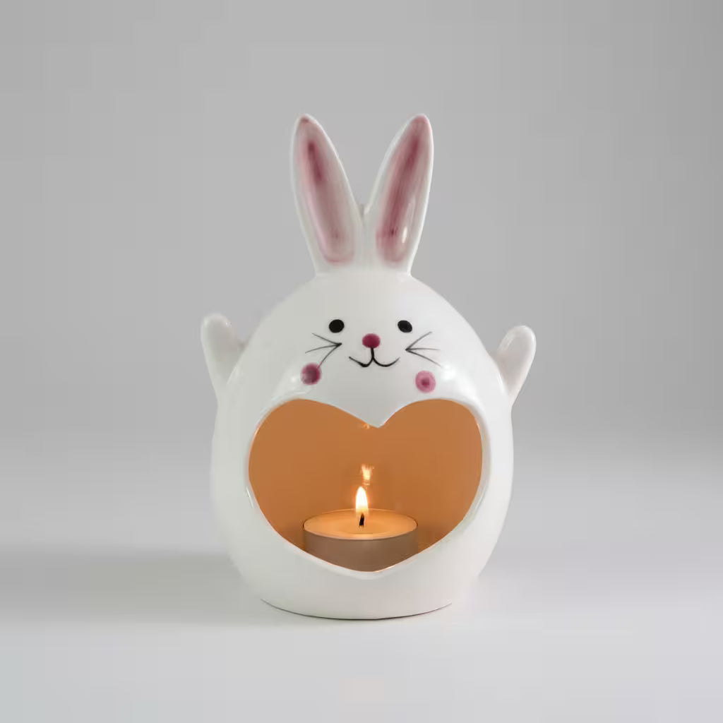 Halloween Candle Holder – Ceramic Tealight, Amber Glow, Table Mantel & Shelf Halloween Décor