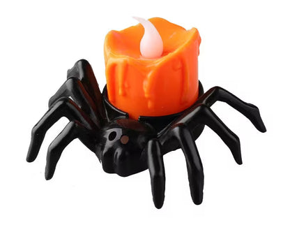 Halloween Candlesticks – LED Flameless Spider Lamp, Dripping Wax Effect, Pack of 6 or 12, Safe for Kids & Pets