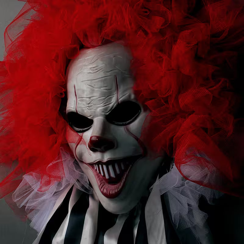 Halloween Spooky Redhead Clown Wreath – 70cm Latex Face, Scary Front Door Decoration for Haunted House & Party