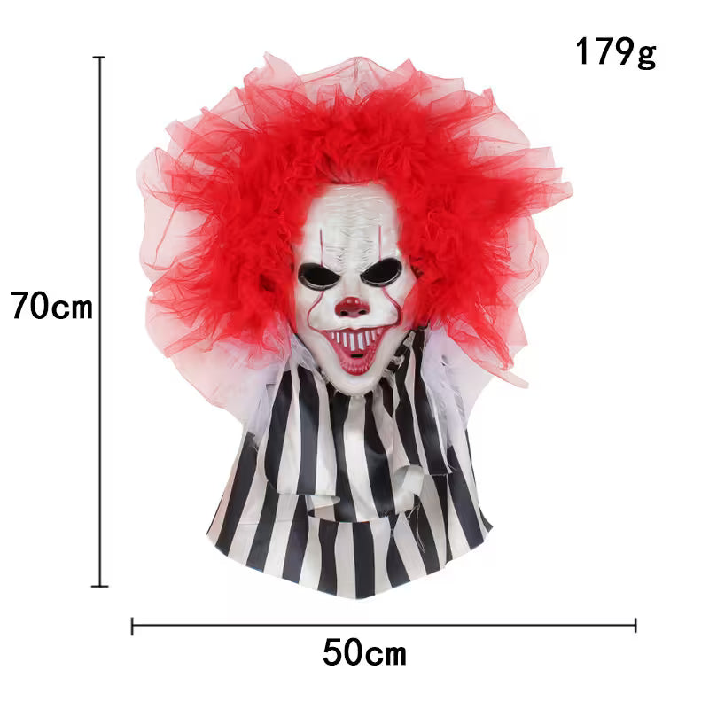 Halloween Spooky Redhead Clown Wreath – 70cm Latex Face, Scary Front Door Decoration for Haunted House & Party