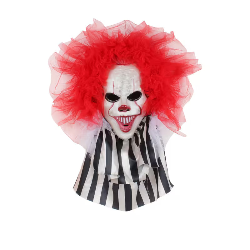 Halloween Spooky Redhead Clown Wreath – 70cm Latex Face, Scary Front Door Decoration for Haunted House & Party