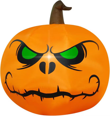 Halloween Inflatable Pumpkin Light  – 4ft Light-Up Jack-o’-Lantern with Green-Eyed Design for Spooky Party Displays