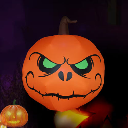 Halloween Inflatable Pumpkin Light  – 4ft Light-Up Jack-o’-Lantern with Green-Eyed Design for Spooky Party Displays