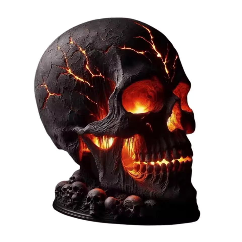 Halloween Lava Stone Skull Lamp | Gothic Lava-Effect Decor