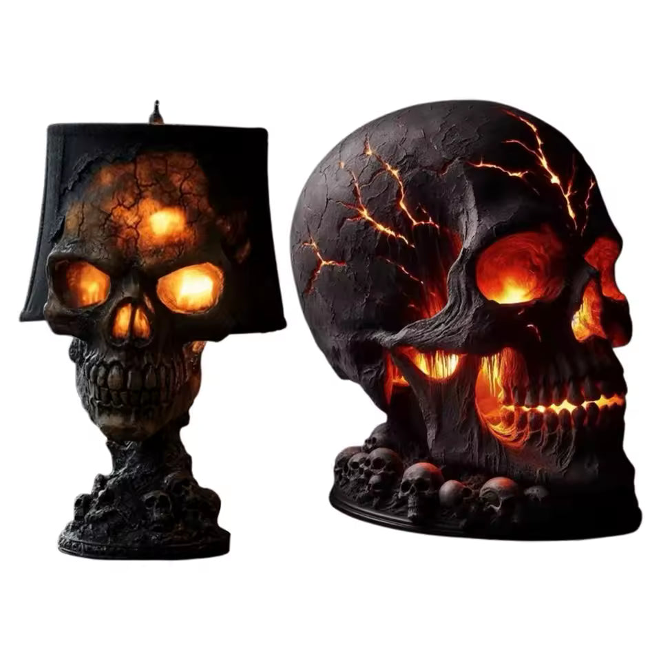 Halloween Lava Stone Skull Lamp | Gothic Lava-Effect Decor