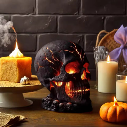 Halloween Lava Stone Skull Lamp | Gothic Lava-Effect Decor