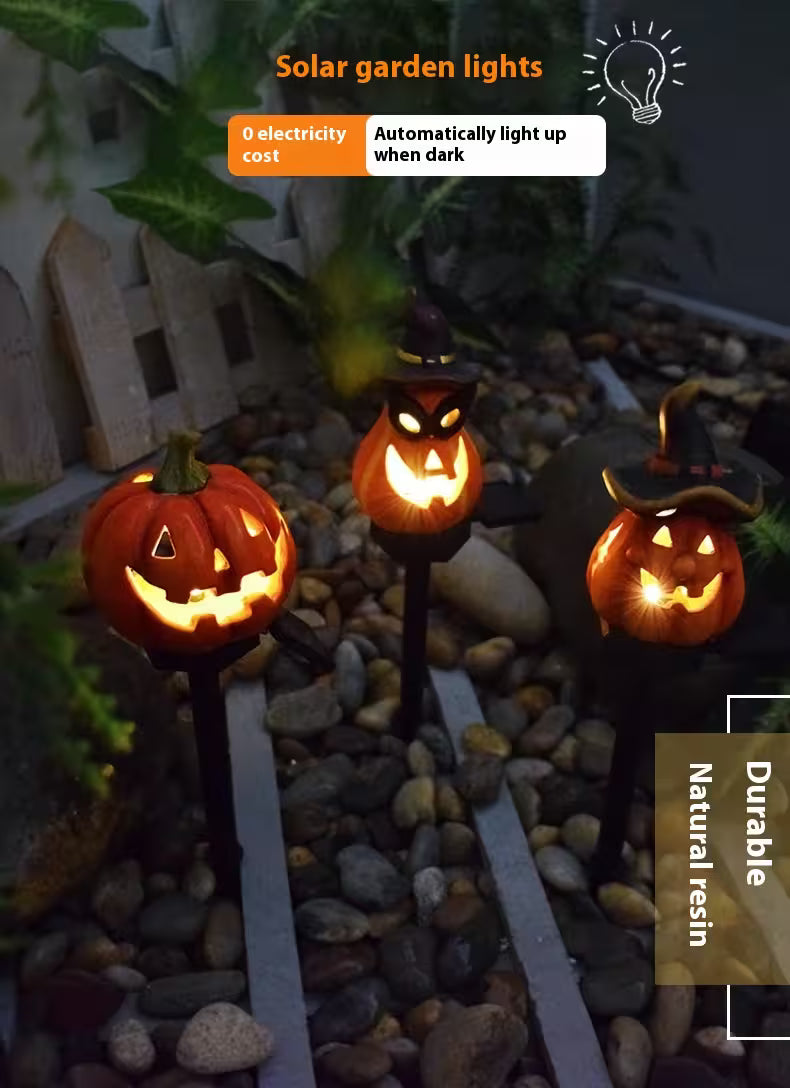 Halloween Outdoor Lights LED – Solar Garden Stake Decorations with Pumpkin, Ghost & Witch-Hat Designs for Spooky Pathway Styling