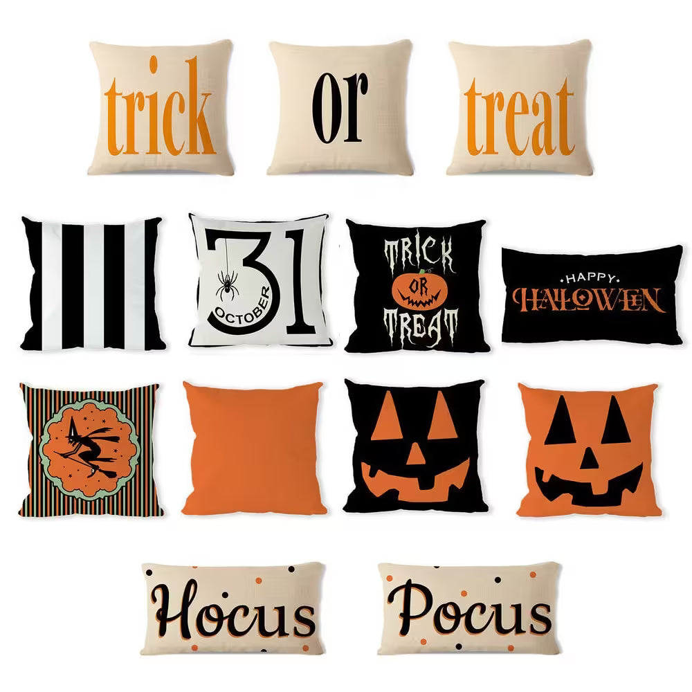 Halloween Pillow Covers 45x45cm, 30x50cm – 13 Designs, Spooky Sofa & Bed Cushion Covers