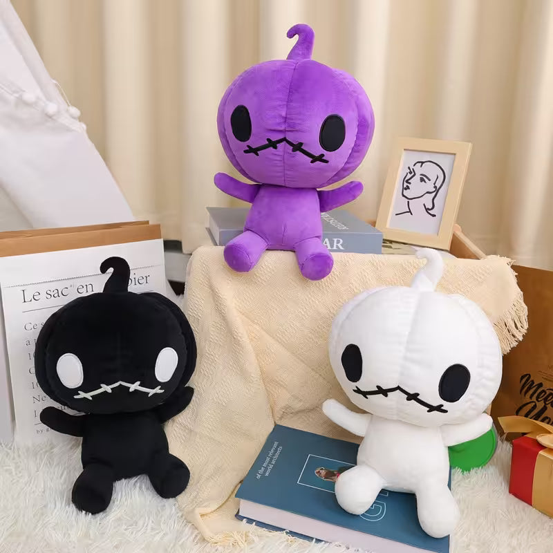 Halloween Plush Toy – Cute Pumpkin-Head Stuffed Character in Orange, Purple, Black or White for Spooky Room Decor & Gifting