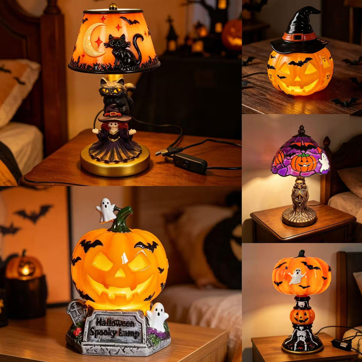 Halloween Pumpkin Lamps – 7 Styles | Spooky Table Decor
