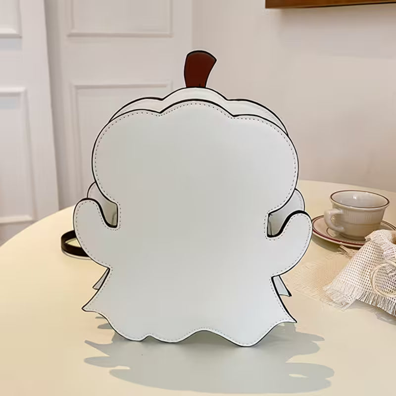 Halloween Purse 3D Cartoon Pumpkin Ghost Design – Spooky Cute Novelty Bag, Silver Zip, Adjustable Strap