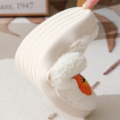 Halloween Slippers with Pumpkin Design – Fuzzy Closed-Toe, Slip-On House Slippers in Black or White for Spooky Season Lounging