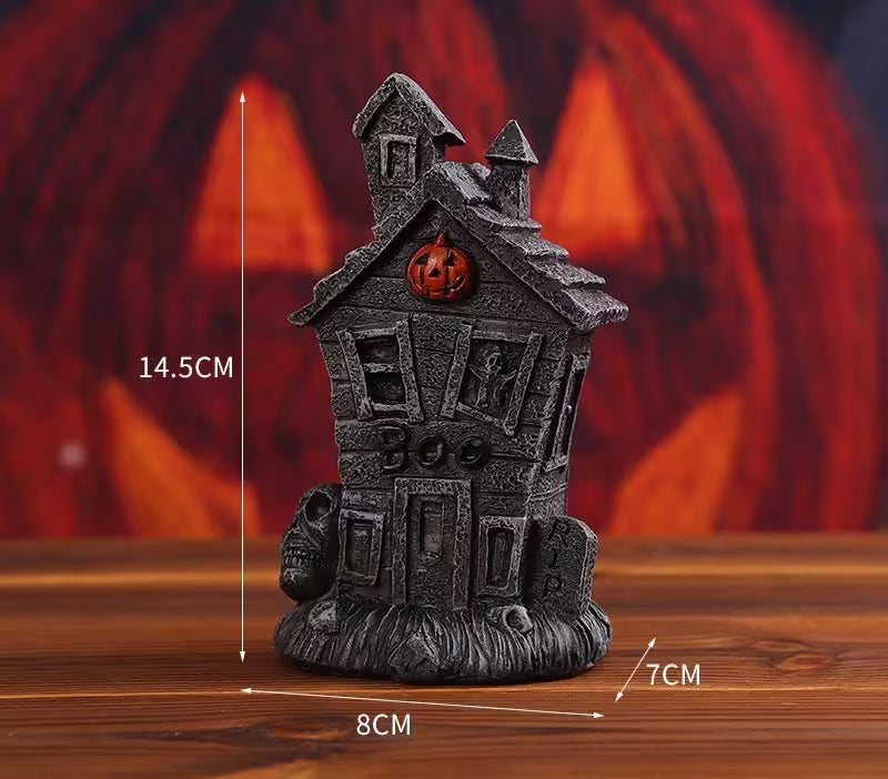 Halloween Tabletop Decor – 6 Ghost, Skeleton & Haunted House Designs | Mini Figurines for Gothic Shelves & Spooky Party Displays