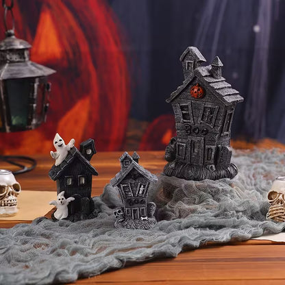 Halloween Tabletop Decor – 6 Ghost, Skeleton & Haunted House Designs | Mini Figurines for Gothic Shelves & Spooky Party Displays