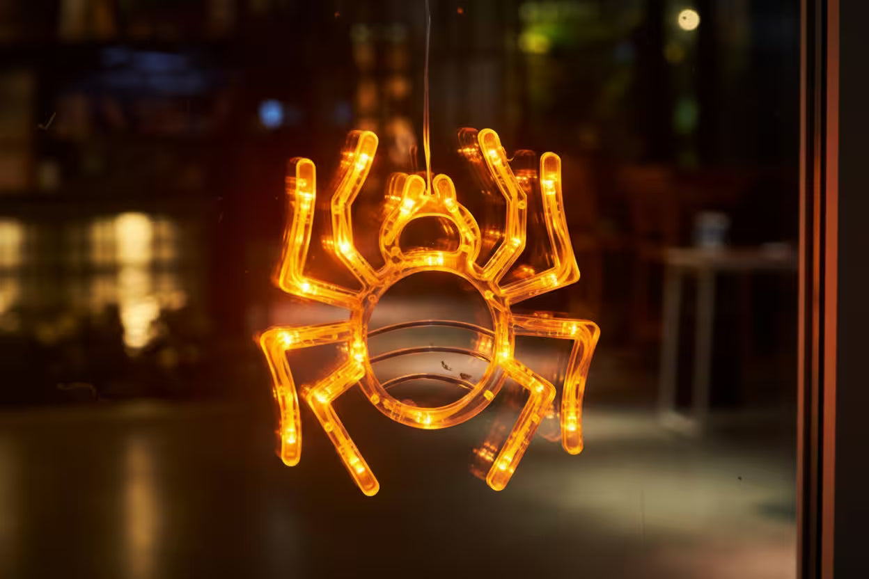 Halloween Window Lights – 7-Piece Suction Cup Set, Pumpkin Ghost Spider Witch Hat Bat & Eyeball, Battery Powered