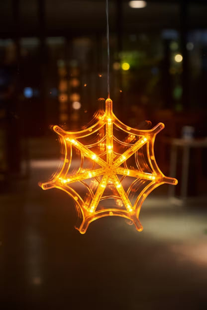 Halloween Window Lights – 7-Piece Suction Cup Set, Pumpkin Ghost Spider Witch Hat Bat & Eyeball, Battery Powered