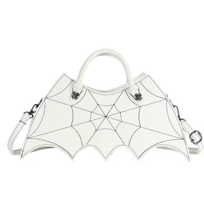 White spider web-shaped handbag on a white background