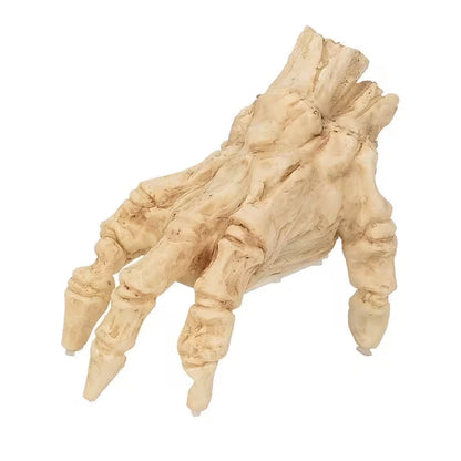 Beige textured hand sculpture on a white background
