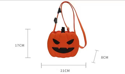 Halloween pumpkin bag with measurements on a white background