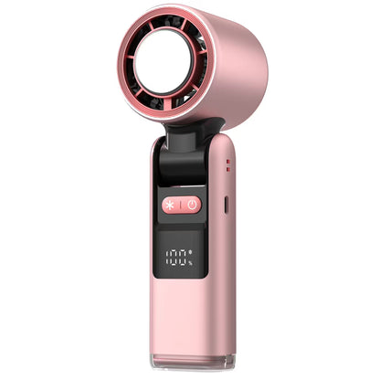 Pink handheld hair dryer with black accents on a white background