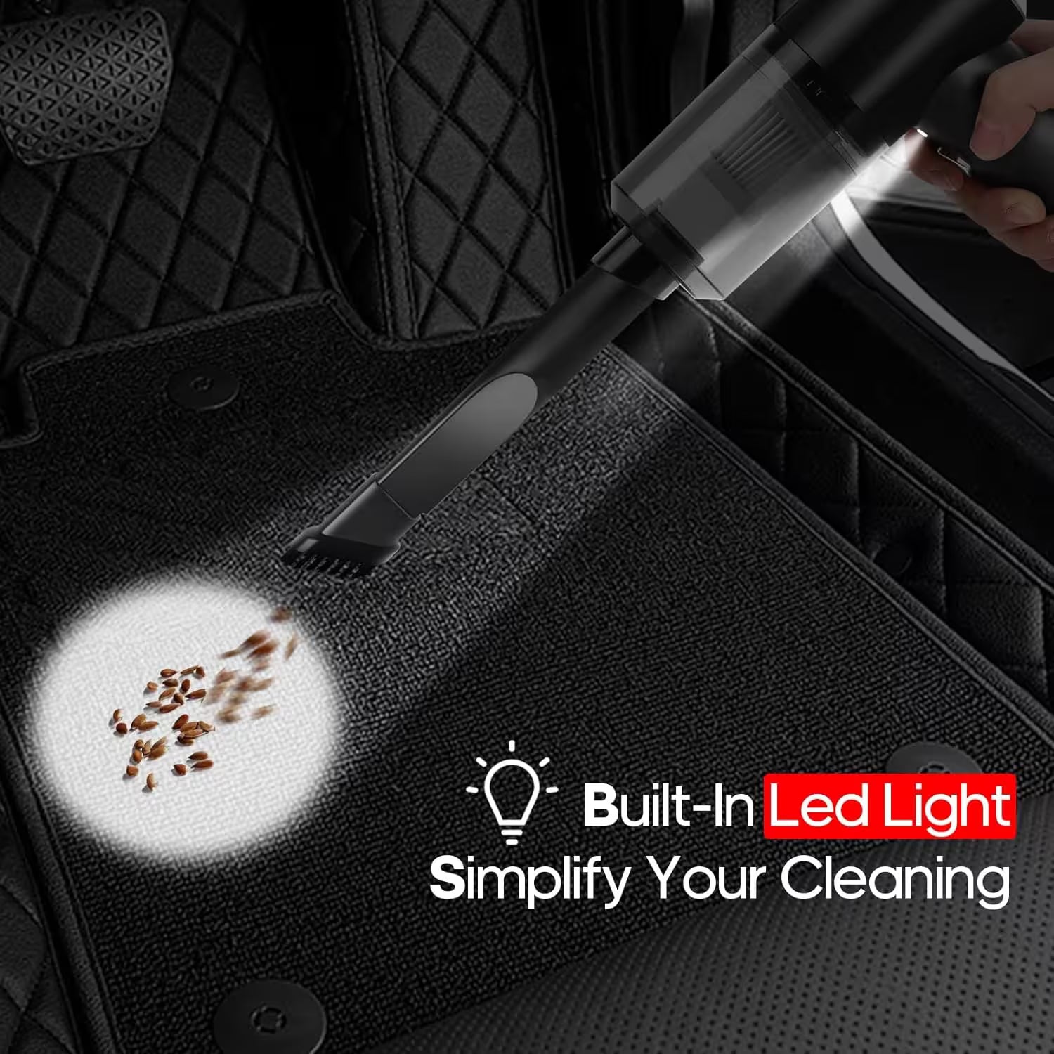 Handheld Cordless Vacuum Cleaner | Built-In LED Light | High Suction | Car, Home, Baby Chair & Keyboard Cleaner
