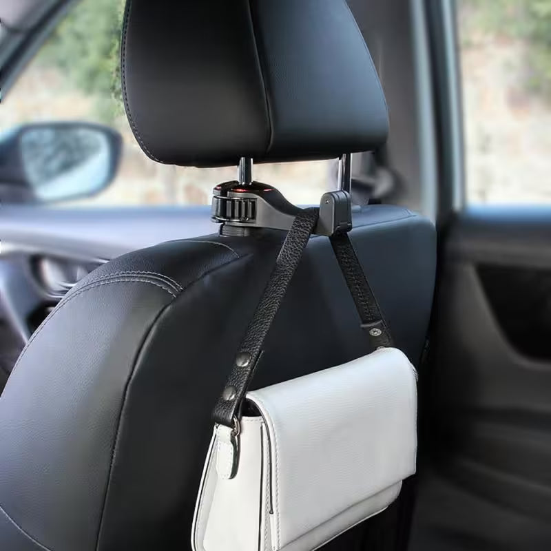 Headrest Hooks For Cars With 360° Phone Holder | Clip-On Seat Back Hook For Bags, Purses & Bottles