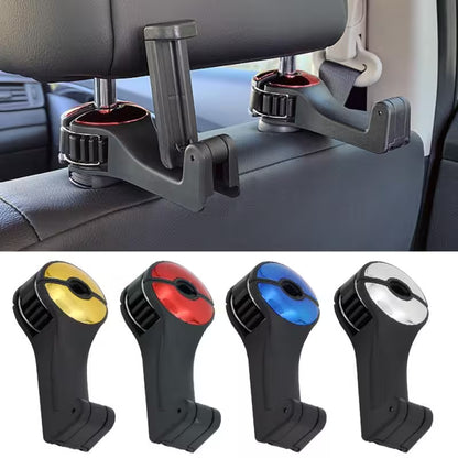 Headrest Hooks For Cars With 360° Phone Holder | Clip-On Seat Back Hook For Bags, Purses & Bottles